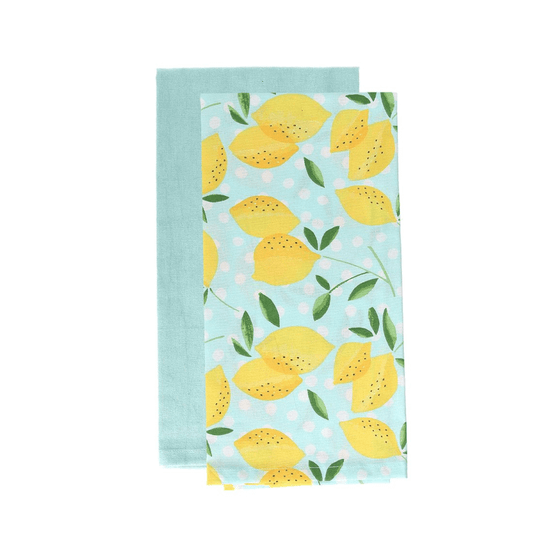 Set of 2 tea towels in yellow cotton 45x70 cm