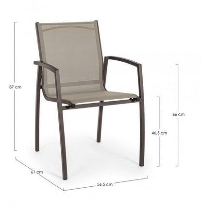 Hilla Coffee Aluminum Chair With Armrests