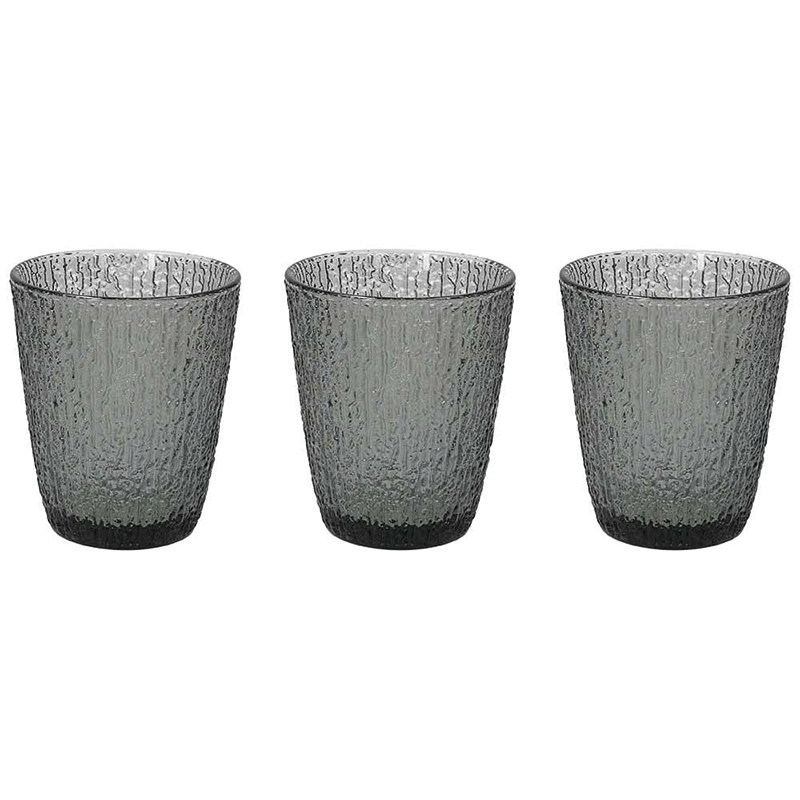 Set 3 Gray Glass Tumblers 280 Cc DAVOR Line