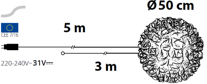 Luces Navideñas ATS Esfera Plata 200 LED Ø50cm