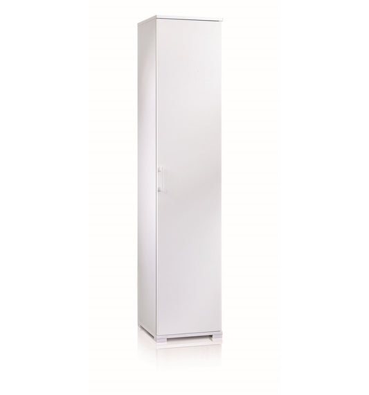 Cabinet with single door and four adjustable shelves, white, white door