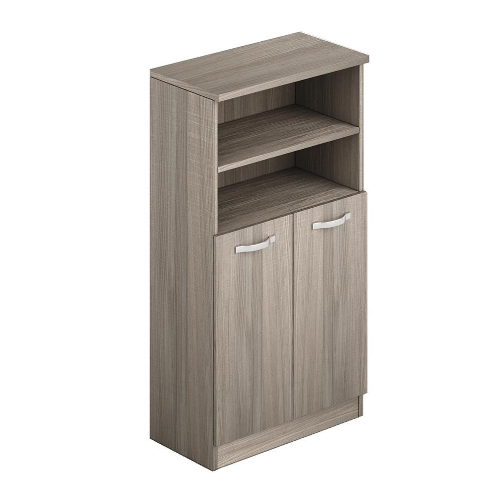 Multipurpose elm shoe cabinet in melamine wood with 2 doors and 4 compartments (2 internal and 2 open) h130x71x38