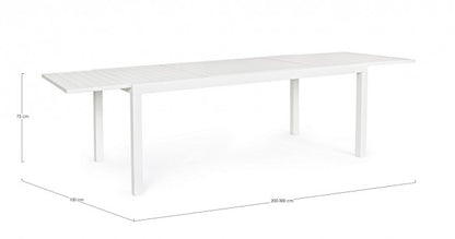 Mesa extensible Hilde 200/300x100 cm en aluminio blanco