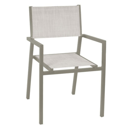 Aluminum and texilene armchair cleveland matt dove cm55x56 x h86