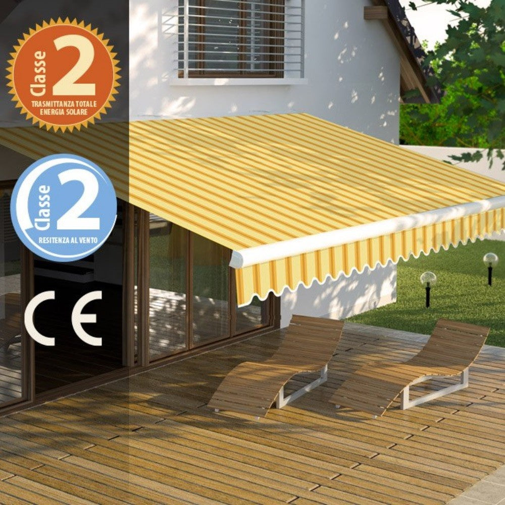 Itaca fixed awning 3 x 2 meters in beige and ocher Verdelook