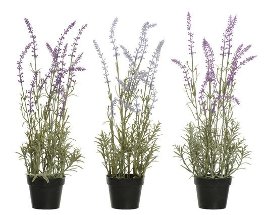 Lavender plastic plant with pot