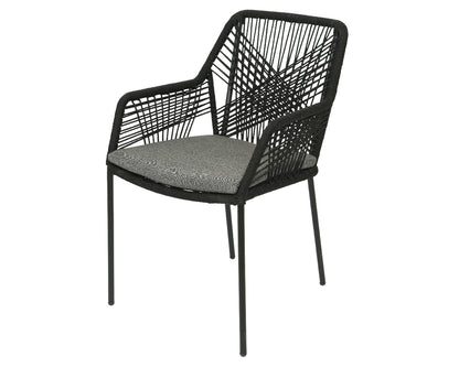 Seville Black Stackable Chair In PP With Outdoor Rope With Cushion