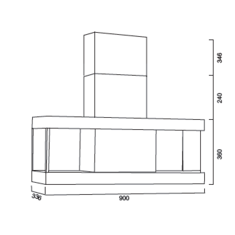 URBAN SHELF Dunstabzugshaube aus brüniertem Edelstahl 90 cm