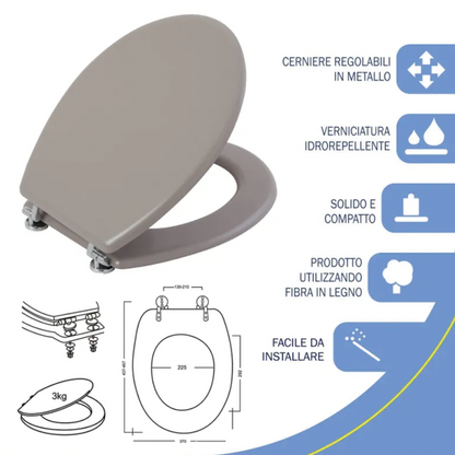 Universal-WC-Sitz aus taubengrau lackiertem MDF-Holz