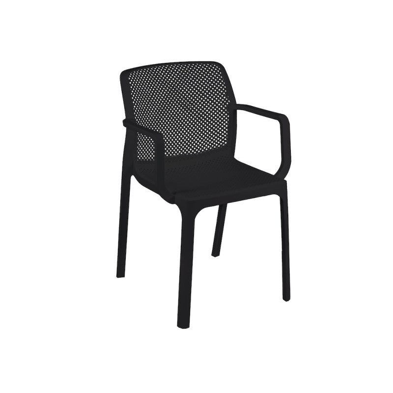 Silla Dalian Jardín Polipropileno Antracita Con Reposabrazos 46,5X53,5X H55 Cm