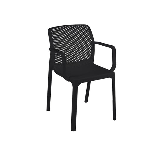 Silla Dalian Jardín Polipropileno Antracita Con Reposabrazos 46,5X53,5X H55 Cm