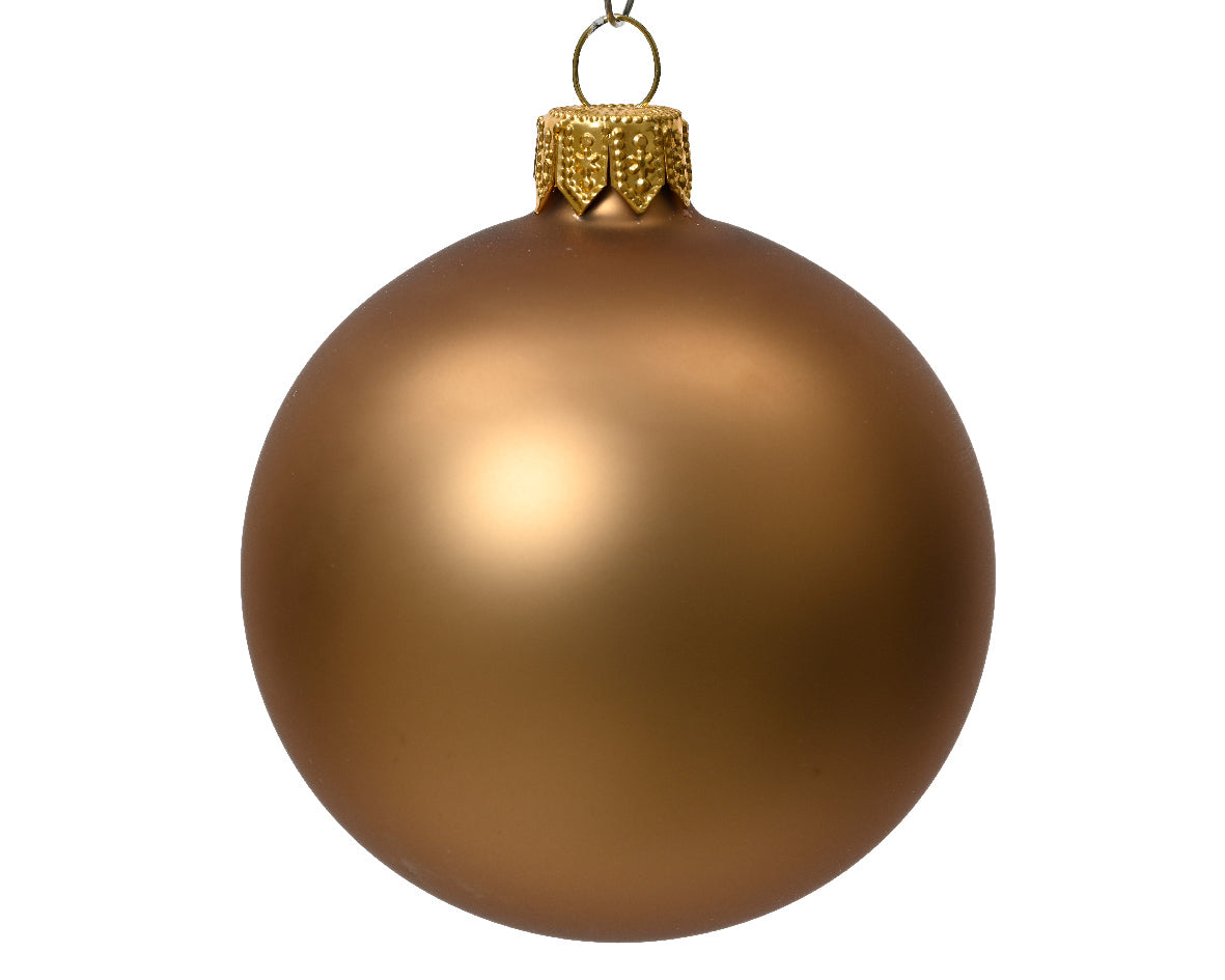 Ginger Brown Matte Glass Christmas Ball Ornament ø 10cm