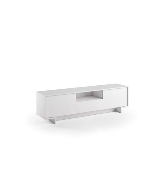 Mueble TV blanco con 2 puertas y cajón central