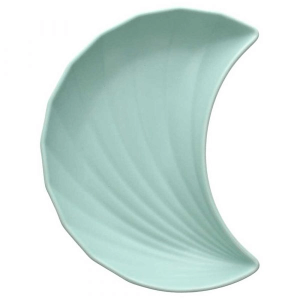 Crescent Plate In Relief 23x18x4h cm Aruba Stoneware Green