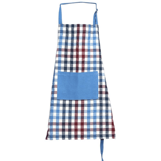 Strawberry apron in light blue cotton