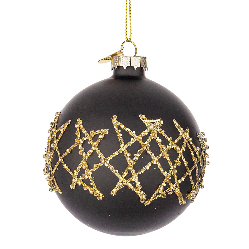 Bola de navidad en cristal negro y dorado Ø8 cm