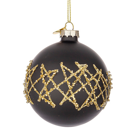 Bola de navidad en cristal negro y dorado Ø8 cm