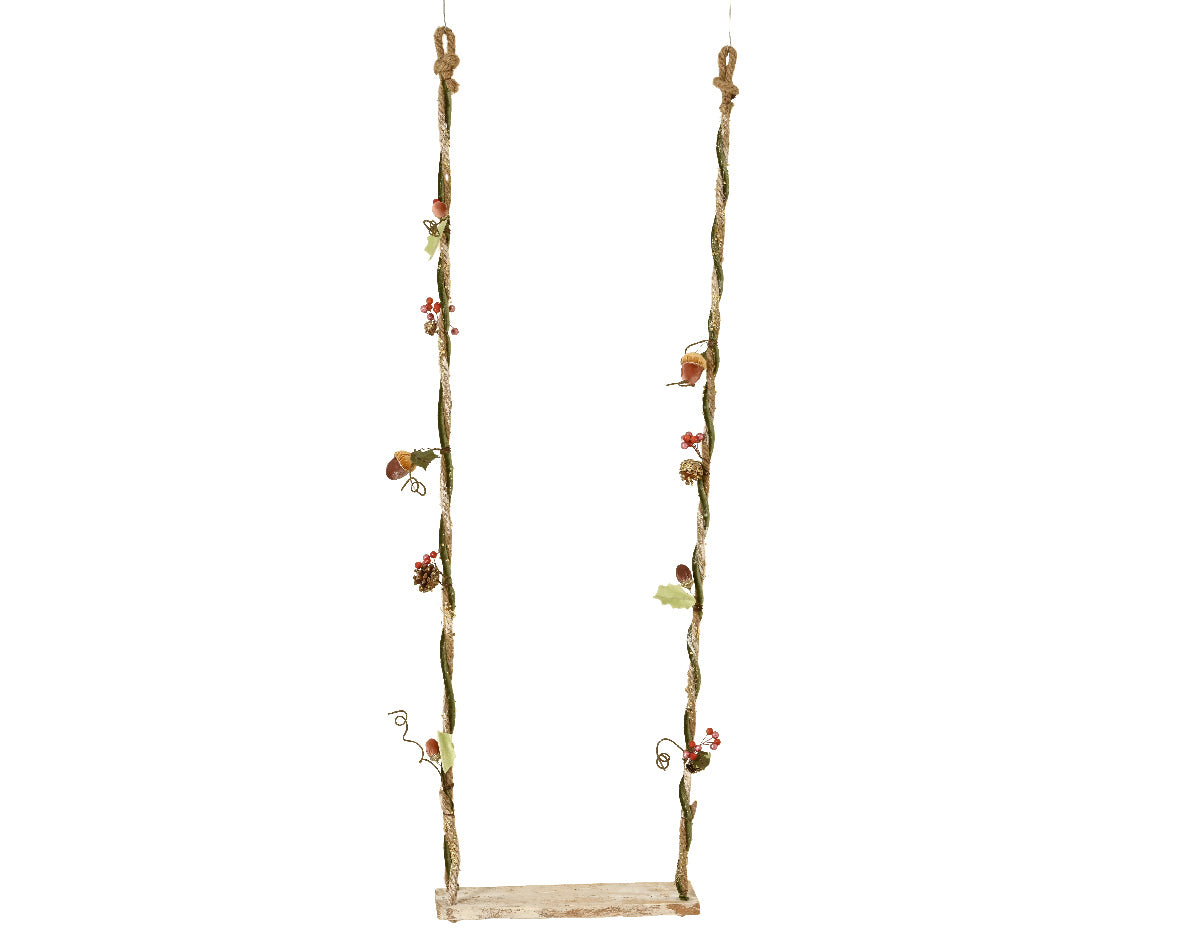 Wooden Birch Swing with Polyester Cushion - 15cm x 45cm x 140cm