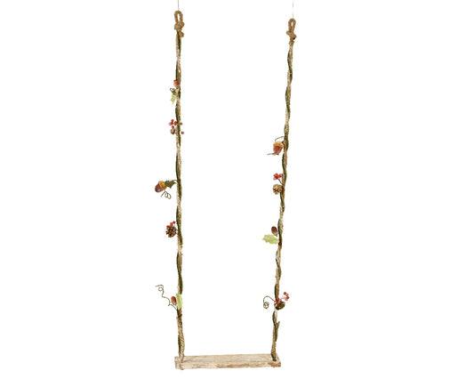 Wooden Birch Swing with Polyester Cushion - 15cm x 45cm x 140cm