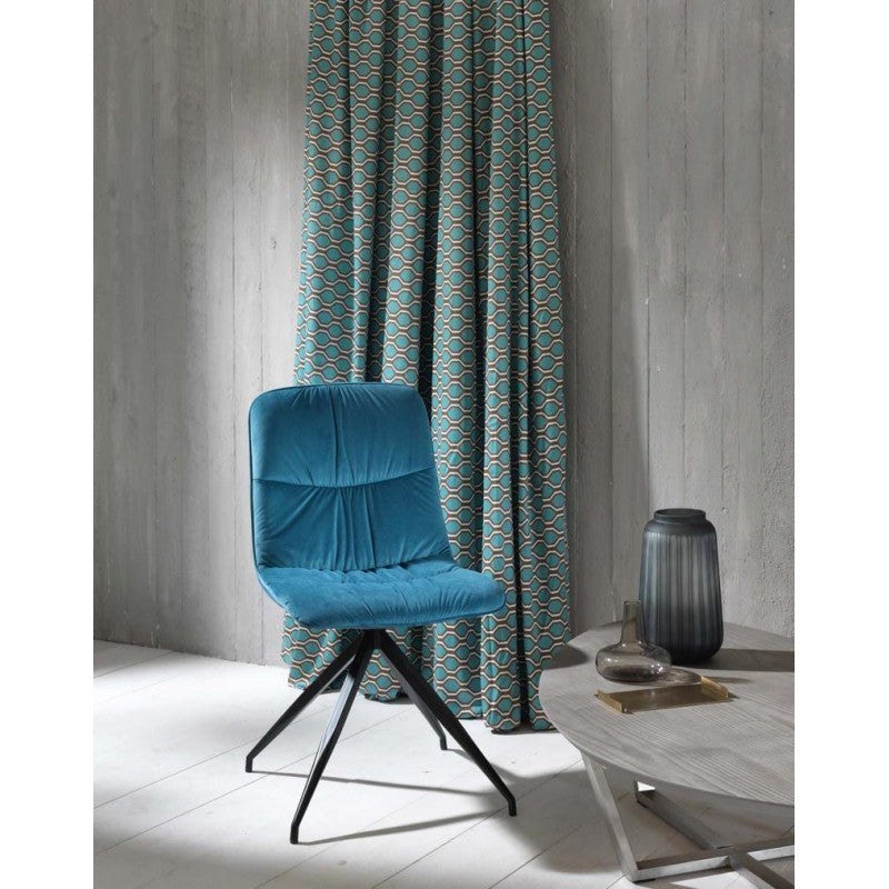 Velvet Effect Microfiber Fabric Chair in Petrol Green - 438xh. 86.5 cm