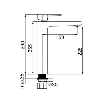 High basin mixer - Hope Series, chrome finish