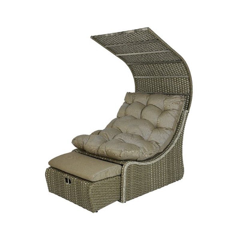 Gartenliege Daybed Siesta aus Taupe-Rattan - 108x90x150 cm