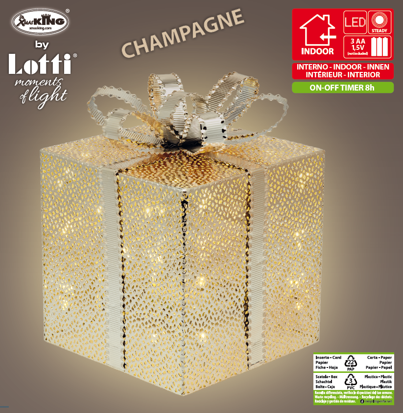 VPM Champ-Geschenkbox. 3AA 20x20xH25cm Weihnachtslichter