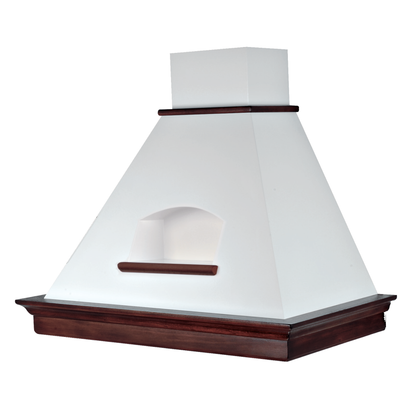 Campana extractora MARY C/NICCHIA de acero inoxidable blanco y estructura de madera color tabaco 60 cm