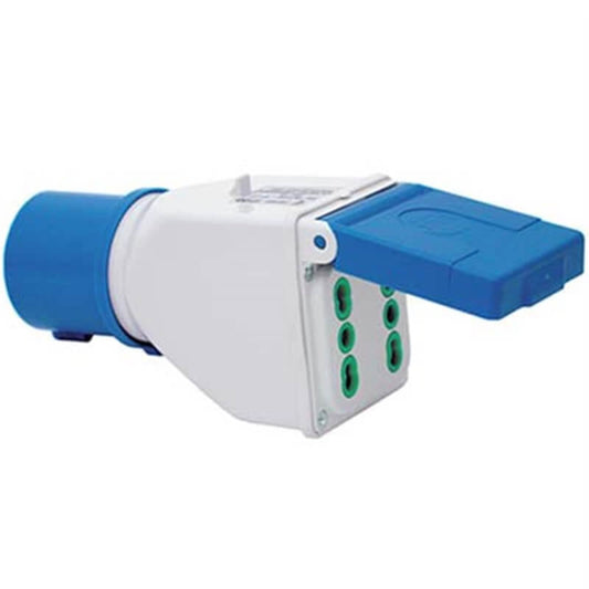 Adaptador enchufe doble azul FME 16A IP44