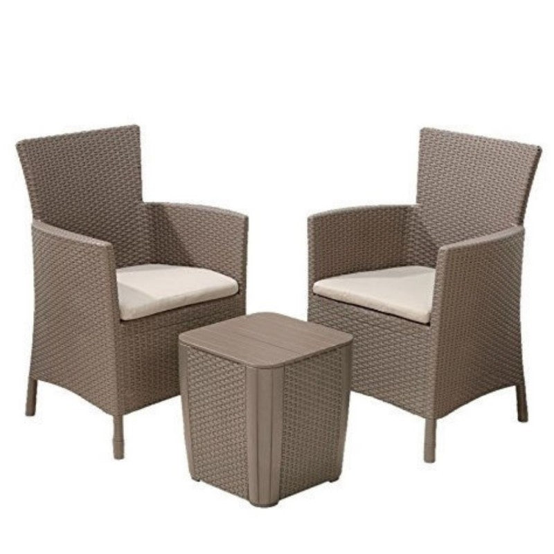 Sessel-Set mit Iowa-Tisch in Keter Cappuccino-Farbe