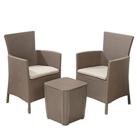 Armchair set with Iowa table in Keter cappuccino color