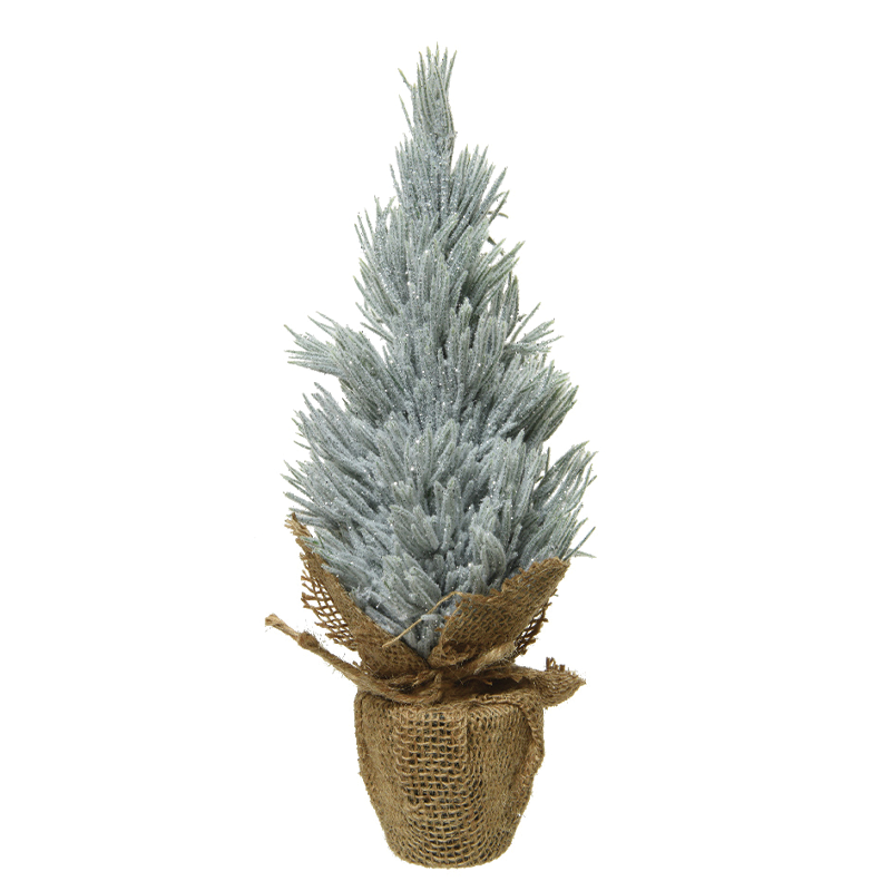 Mini snowy Christmas tree silver H 30 x Ø 12 cm