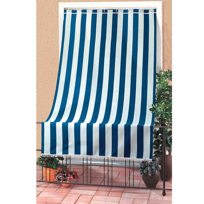 Toldo para balcón rayas azules y blancas 140 x 300 cm