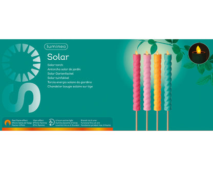 Flame-effect plastic solar candle - fire 4 assorted colours