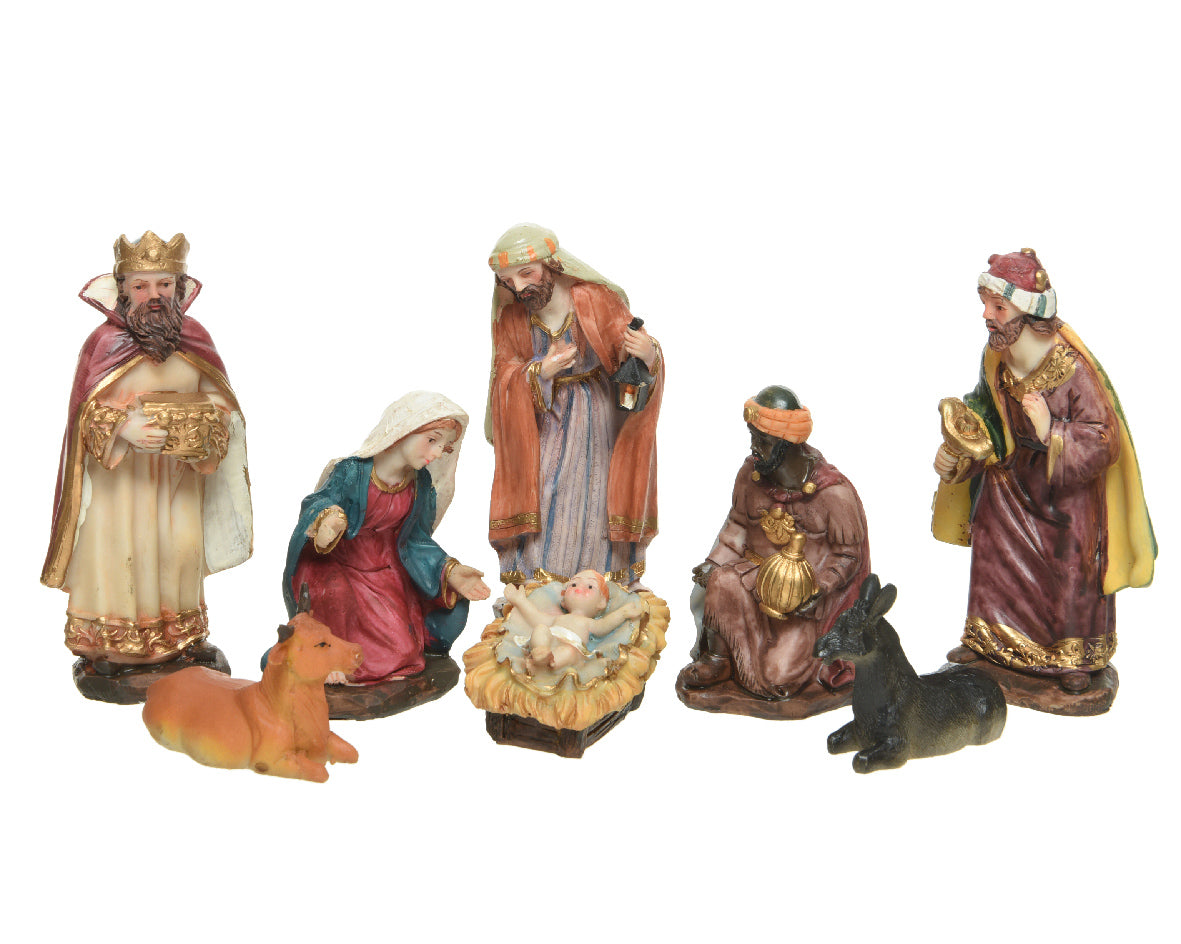 Resin Nativity Set with 8 Figures 4x6x12 cm