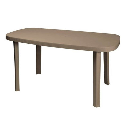 Oval dove gray resin garden table Otello 140x80x72 cm