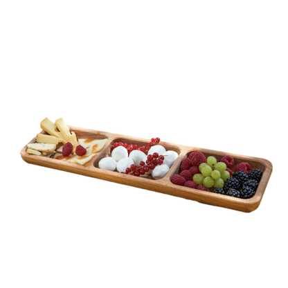 Single tray in beech wood with 3 compartments