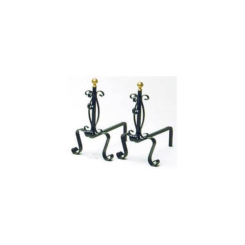 Large wrought iron andirons 23x41x40H