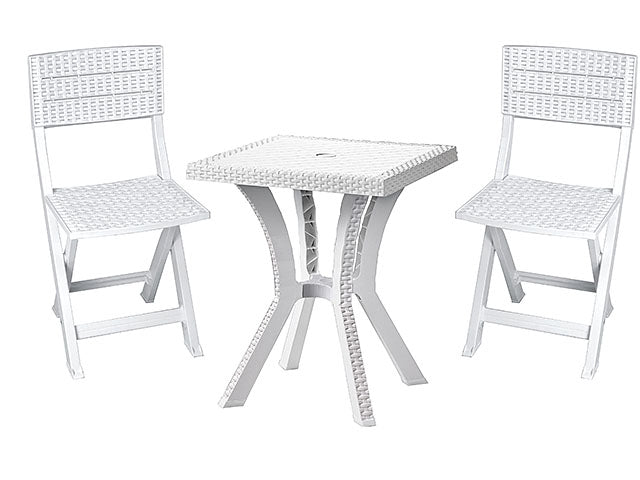 Ensemble table duo en résine + 2 chaises blanches