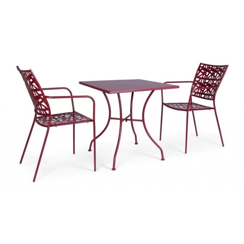 Kelsie Bordeaux Steel Chair With Armrests