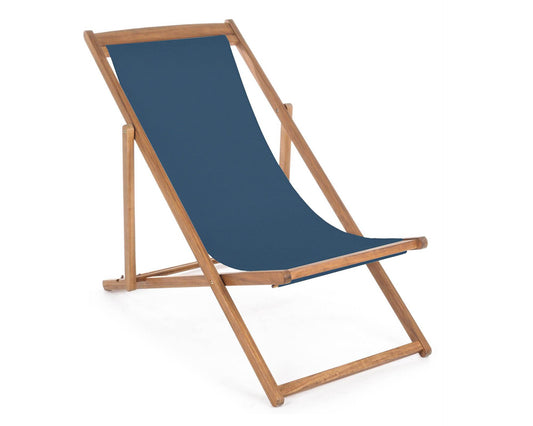 Deckchair Relax Noemi Blue Acacia wood, steel and polyester 60x106x88h