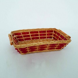 Cesta de mimbre rectangular con asas Rojo Natural 53x39x h14 cm