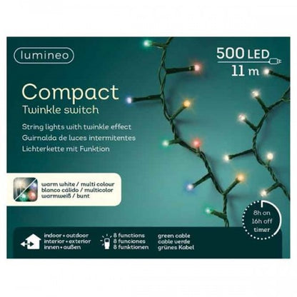 Luces navideñas Kaemingk 11 m - Multicolor y blanco cálido - Efecto centelleante