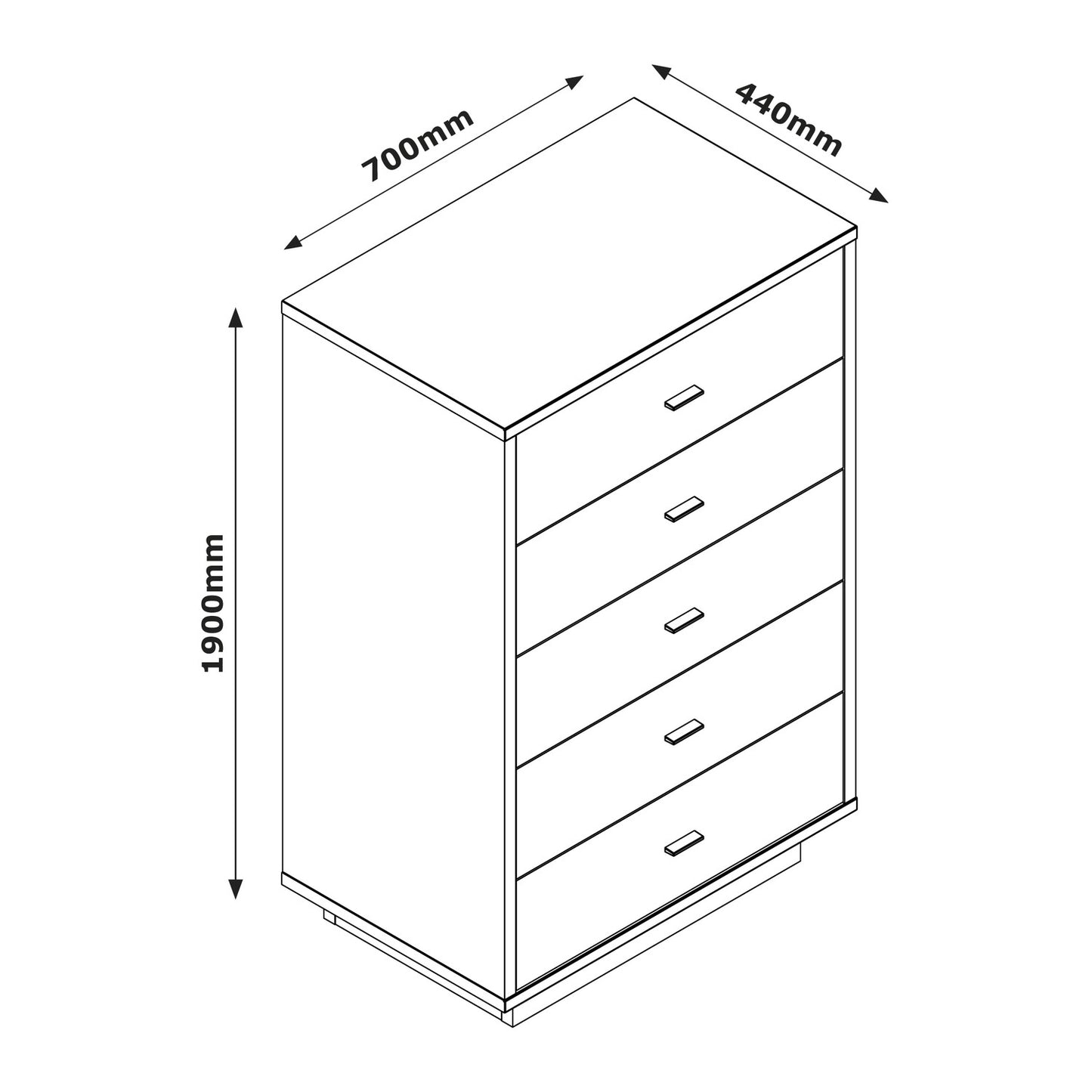 Eleganter 5-Schubladen-Schrank - Nussbaum/Grau - 70,30x108,70x44,40 cm