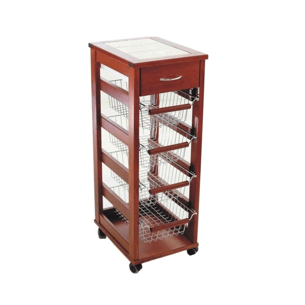 Space-saving Vesuvio fruit trolley in solid wood