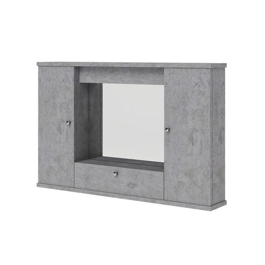 Concrete gray bathroom mirror cabinet with 2 flap doors h.61x93x14 cm