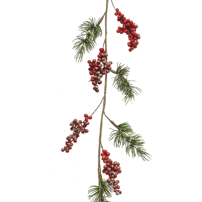 Garland with berries and glitter H 110 cm