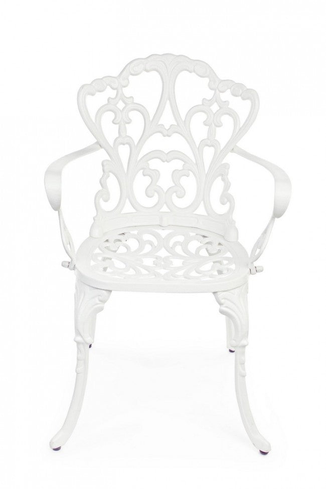 Victoria White aluminum chair with armrests