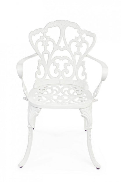 Victoria White aluminum chair with armrests