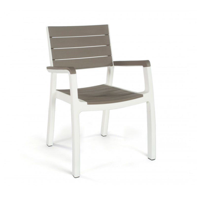 Outdoor chair with armrests Cappuccino White HARMONY 59x60x h86 cm